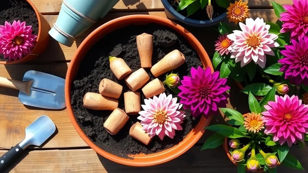 Plantera dahlia i kruka hemma